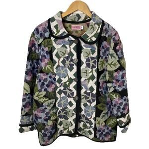 Vtg Claire Murray by Silverado Geometric Floral Tapestry Shacket Jacket M/L/XL